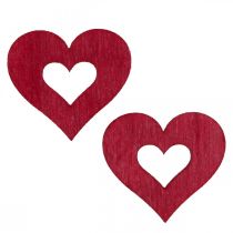 Corações decorativos dispersão decoração corações de madeira vermelho Ø2cm 144p