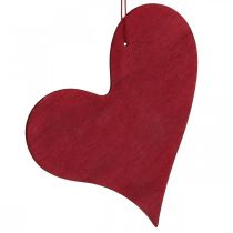 Corações decorativos para pendurar coração de madeira vermelho/branco 12cm 12uds