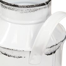 Itens Jarro decorativo de metal com alças, branco e preto, 13 cm de altura, 2 peças