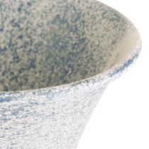 Itens Cálice decorativo antigo em metal branco e azul para decoração de mesa, Ø11cm A17,5cm