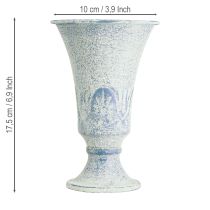 Itens Cálice decorativo antigo em metal branco e azul para decoração de mesa, Ø11cm A17,5cm