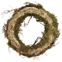 Itens Coroa decorativa de musgo com ramos de bonsai naturais Ø30cm
