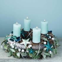 Grinalda decorativa de eucalipto e cones artificiais Ø45cm verde, branco