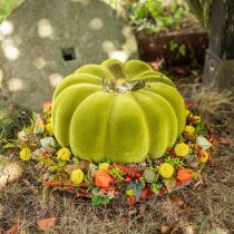 Abóbora decorativa flocada verde musgo 32cm