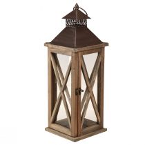 Itens Lanterna decorativa de madeira vintage lanterna de madeira marrom 17×17×50cm