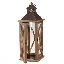 Itens Lanterna decorativa de madeira vintage lanterna de madeira marrom 17×17×50cm