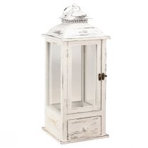 Itens Lanterna decorativa vintage com gaveta branca 20×20cm Alt.51cm