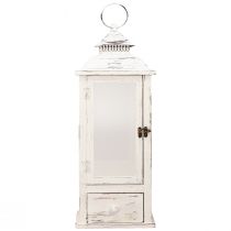 Itens Lanterna decorativa vintage com gaveta branca 20×20cm Alt.51cm
