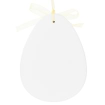 Itens Decoração de Páscoa: Ovos Pendentes Amarelos e Brancos em Madeira – Conjunto de 6