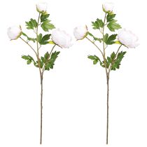 Itens Decoração Peônias Rosa 3 Flores Haste Longa C80cm 2pcs