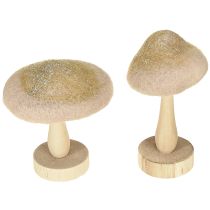 Itens Cogumelo decorativo de madeira, feltro com glitter, decoração de mesa Advento H11cm 4 peças