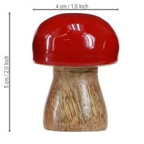 Itens Cogumelos decorativos em madeira lacada a vermelho cogumelos champignons H5cm Ø4cm 6 unidades