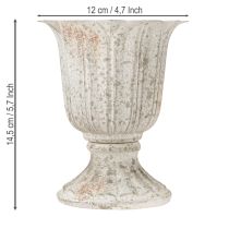 Itens Cálice decorativo de metal com troféu vintage cinza branco H14,5cm