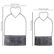 Itens Tigela decorativa oval metal com coração preto 20/16cm conjunto de 2