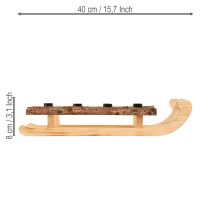 Itens Trenó decorativo de madeira de casca 4 castiçais 40×12,5cm