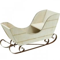 Trenó decorativo de madeira trenó de Natal natural 36×13×21cm