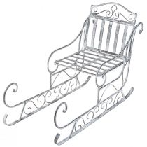 Itens Trenó decorativo em metal branco lavado 47×21×32,5cm