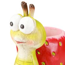 Itens Vaso decorativo caracol morango cerâmica verde vermelho 15,5cm
