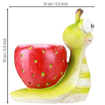 Itens Vaso decorativo caracol morango cerâmica verde vermelho 15,5cm
