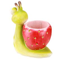 Itens Vaso decorativo caracol morango cerâmica verde vermelho 15,5cm