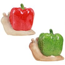 Itens Caracóis decorativos pimenta cerâmica vermelho verde Alt.10cm 2 unid.