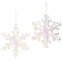 Itens Flocos de neve decorativos decoração de inverno iridescente Ø14–15cm 2 unidades