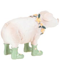 Itens Porquinho decorativo com botas de borracha – Engraçado enfeite de fazenda com guirlanda de flores, 15,5 cm