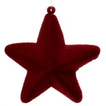 Estrela decorativa vermelha escura 20cm flocada