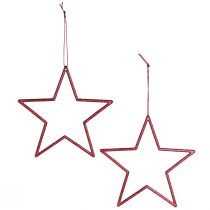 Itens Enfeite de Natal em forma de estrela vermelha com glitter, Ø12cm, conjunto de 12 decorações natalinas.
