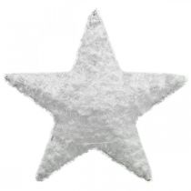 Estrela de decoração de natal Estrela de decoração de natal lã branca H30cm