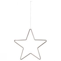 Itens Conjunto de 6 enfeites de Natal em forma de estrela prateada para pendurar, Ø15cm.