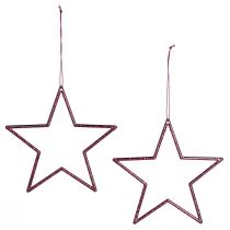 Itens Estrelas decorativas para árvore de Natal com glitter roxo e frutinhas vermelhas Ø12cm (12 peças)