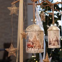 Itens Estrelas decorativas de 11 cm para árvore de Natal, feitas de rattan natural, conjunto de 6 unidades.