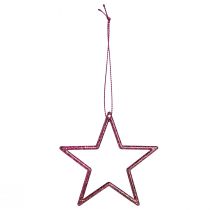 Itens Estrelas de Natal com glitter na cor framboesa, conjunto de 40 unidades, 7,5 cm - Enfeites festivos para árvore de Natal e janela.