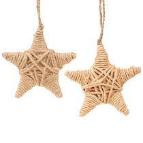 Itens Estrelas decorativas para pendurar decoração de árvore de cânhamo de ráfia 7,5 cm 8 peças