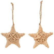 Itens Estrelas decorativas de ráfia de cânhamo, 7,5 cm, enfeites para árvore de Natal, 8 peças
