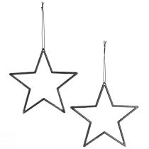 Itens Estrelas decorativas pretas para pendurar, enfeites para árvore de Natal, Ø12cm, conjunto de 12 peças