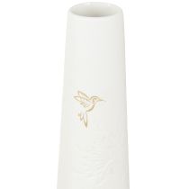 Itens Bandeja Decorativa Madeira Mini Vasos Cerâmica Branco Ouro 35x14cm
