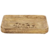 Itens Bandeja decorativa de madeira com motivos florais madeira de mangueira 20×15,5cm
