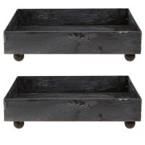 Itens Bandeja decorativa metal preto cinza lavado 15×15cm 2 unidades