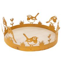 Itens Bandeja decorativa, decoração de mesa com pássaros, decoração de primavera, metal enferrujado, Ø20cm A8,5cm