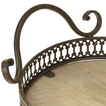 Itens Bandeja decorativa oval 23cm x 17,5cm x 7,5cm marrom