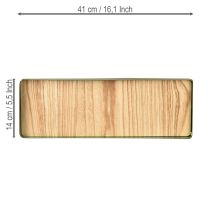 Itens Bandeja decorativa retangular verde metal base madeira 41×14cm