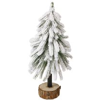 Itens Árvore de Natal decorativa coberta de neve sobre base de madeira Ø15cm H30cm
