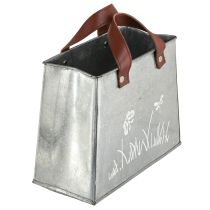 Itens Saco decorativo, prateado, branco, marrom, metal, vaso de plantas, 22 cm de comprimento, 2 peças