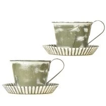 Itens Copo decorativo metal branco lavado antigo Ø9cm H8cm 2 unidades