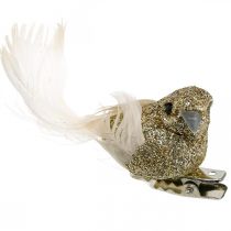 Itens Par de pombos Deco Pássaros Deco com clipe Dourado C5cm 4 unidades