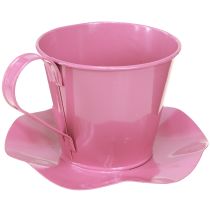 Itens Xícara de chá decorativa de metal com prato rosa Ø12 A10cm 8 peças