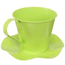 Itens Xícara de chá decorativa de metal com prato, verde claro, Ø12 A10cm, conjunto de 8 peças