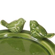 Itens Prato decorativo para mesa de banho de pássaros decoração cerâmica verde Ø20,5cm 2 peças
